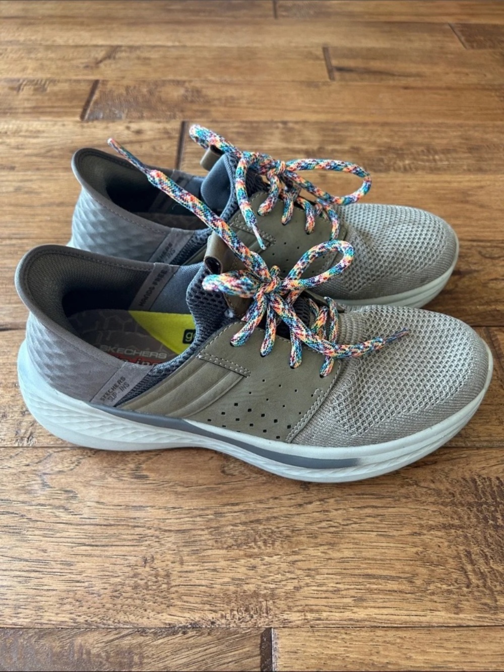 Skechers Slip-ins Hands Free Sneakers Relaxed Fit Slade Royce Ocon Taupe Size 7